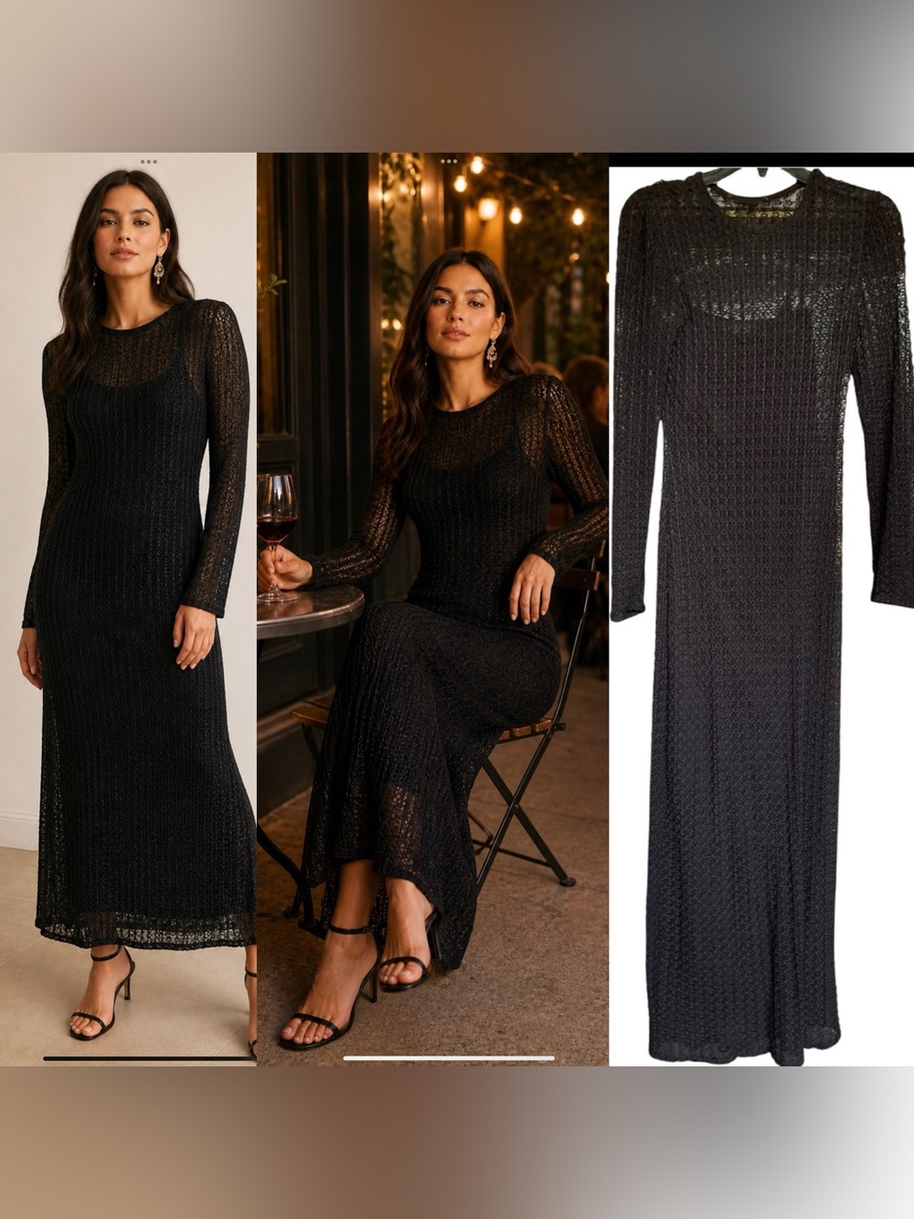 VINTAGE LAUNDRY By Shelli SEGAL
Black Full Length Stretch Knit Dress LG
Y2K 90’S